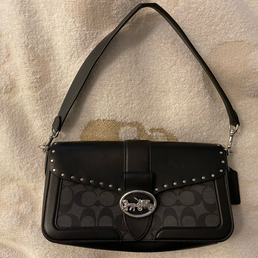 Coach Black and Gray Shoulder Bag - Good Condition
